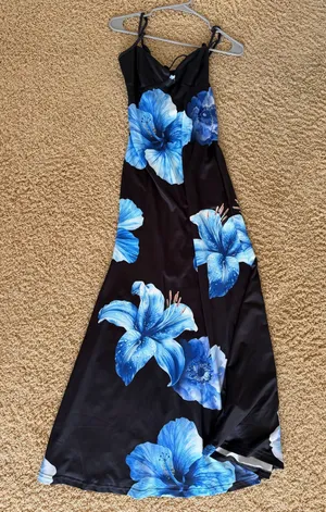 women’s black and blue maxi dress thumbnail 1