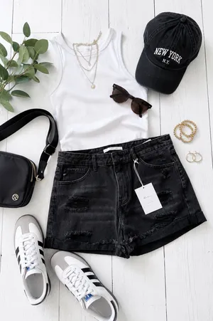 KanCan USA Black Distressed Shorts thumbnail 2
