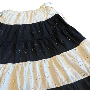 Hutch x Anthropologie Black White Tiered Maxi Skirt Eyelet Cotton Size Small thumbnail 8