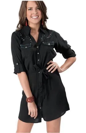 Rare Rock 47 by Wrangler Button Front Western Dress, black XL thumbnail 1