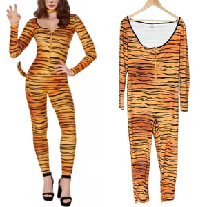 Spirit Catsuit Halloween Costume Tiger Bodysuit ONLY Adult Women Size Large Tail thumbnail 2