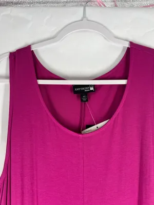 ANTTHONY Original Magenta Draped Handkerchief Hem Sleeveless‎ Maxi Dress XL NWT thumbnail 3