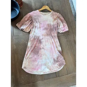 ALC Frank Tie Dye Puff Sleeve Mini Dress Womens Pink Brown Size S (T1)‎ thumbnail 6