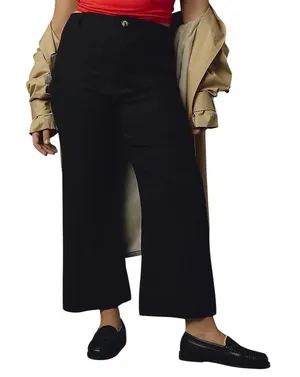 Anthropologie Maeve Colette Black Wide Leg Cropped Pants Size 20W Minimalist thumbnail 1