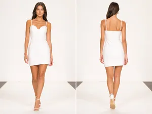 Zara White Deep V-Neck Pleated Bust Mini Dress Size S thumbnail 2