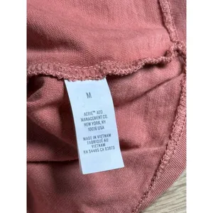 AERIE Cropped Keyhole Top short sleeve Burnt Orange/Rust distressed size M thumbnail 10