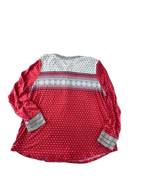 Cuddl Duds Red Polka Dot Long-Sleeve Pajama Set with Gray Trim thumbnail 7