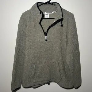 PINK Victoria's Secret Sage Green Sherpa Sweater thumbnail 1