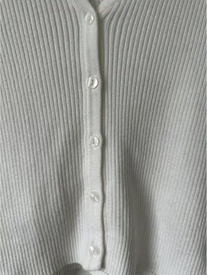 Mango Cotton Blend Button Knit Cardigan Mili Off White Size Medium thumbnail 4