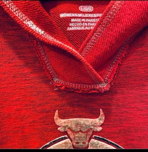Retro Majestic Chicago Bulls NBA Hoodie Sweatshirt Red Gray L Basketball thumbnail 4