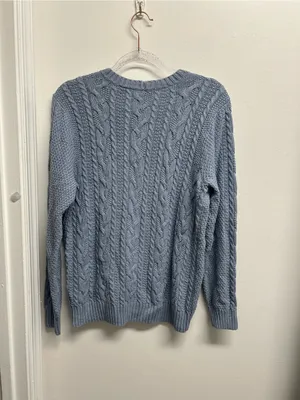 Jean Pierre Light Blue Cable-Knit Crewneck Sweater thumbnail 3