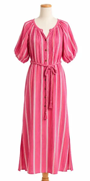 Marine Layer Pink Striped Cotton Maxi Dress XL Belted Boho Coastal‎ thumbnail 1