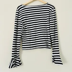 Anthropologie Maeve Flouncy Stripe Women's Blouse Top Shirt Large Ruffle Cuff‎ thumbnail 6