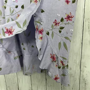 Two Star Dog Purple 100% Linen Floral Midi Skirt Medium Made in USA Cottagecore thumbnail 4