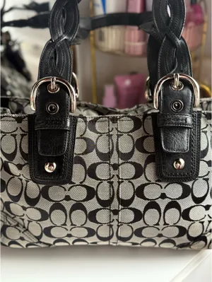 Coach Black  Grey Shoulder Bag Signature thumbnail 10