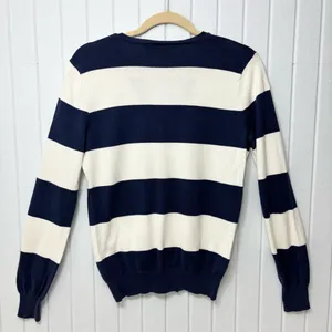 Ralph Lauren Sport Cotton‎ Women's Sweater in Navy and Cream Stripes Size L thumbnail 4