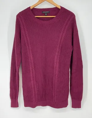 Banana Republic NWT Cable Knit Sweater‎ Berry Wine Purple Long Sleeve M thumbnail 1