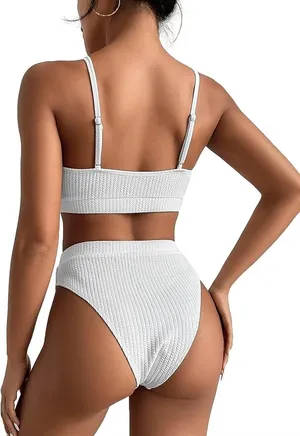 White Ribbed Bikini Set thumbnail 2