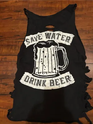 Black Graphic Tank Top — "Save Water Drink Beer" thumbnail 1