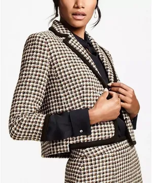 Brooks Brothers Checked Tweed Cropped Jacket thumbnail 1