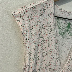 American Rag Cie Soft Cotton Modal Floral Cap Sleeve V Neck Babydoll Tunic Top L thumbnail 3