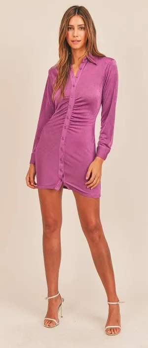 ✨Mable Emersyn Slinky Button Down Sz Small Purple Dress✨ thumbnail 1