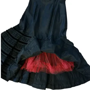 1950s Style Black Velvet Trim Tiered Cocktail Dress Red Tulle Unbranded Small thumbnail 5