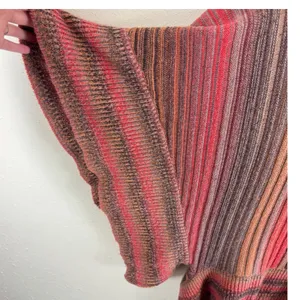 Dor Dor Couture Striped Cowl Neck Poncho Sweater Red Orange Brown Womens Large thumbnail 3