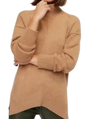 Size Small Anthropologie Maeve Camel Brown Mockneck Sweater thumbnail 1
