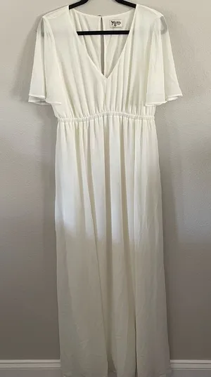 new Show Me Your Mumu Short Sleeve White Maxi Dress size Large L thumbnail 1
