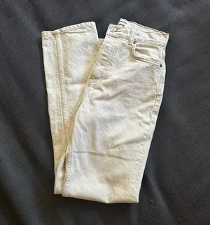Reformation Cynthia High Rise Straight Jeans in Bone thumbnail 1
