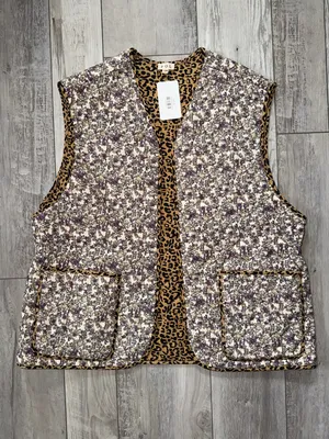 NWT-POL Floral Courdory Quilted Cheetah Oversized Vest Size small / medium thumbnail 3