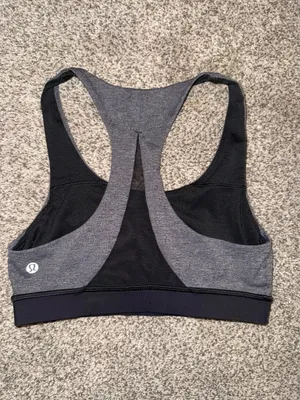 Lululemon Invigorate Bra Heathered Black Grey Mesh Back thumbnail 2