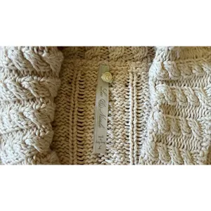 Leo & Nicole Women’s Cable Knit Cotton Sweater Shawl Collar Beige L thumbnail 3
