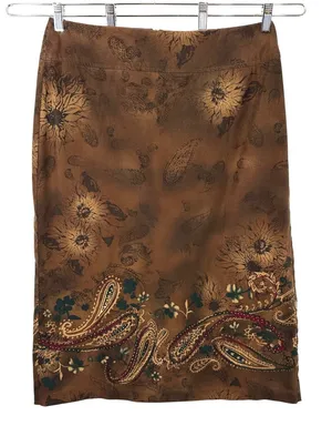 Requirements Size 12 Midi Skirt Brown Paisley Western Country Boho Witchy 1101 thumbnail 1
