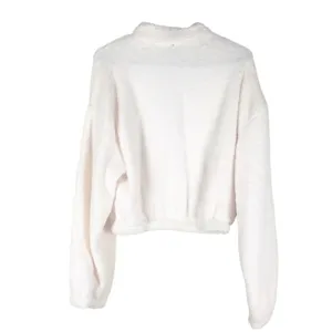 NWT Sherpa Pullover Womens M White Fleece 1/2 Zip Oversized Cozy Minimalist thumbnail 6