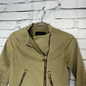 Zara BASIC Tan Cargo Utility Jacket XS Full Zip Asymmetrical Y2K Streetwear thumbnail 5