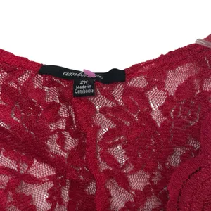 AmbuRance Red Lace Bodysuit V Neck Sleeveless Full Lace Size 2X thumbnail 4
