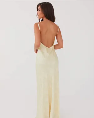 Peppermayo Maxi Dress Yellow Satin Open Back thumbnail 2