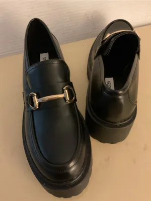 Steve Madden women black leather platform loafer Approach shoes US 10 thumbnail 1