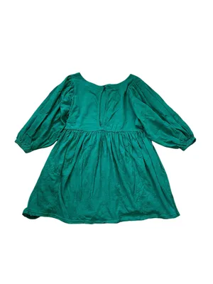 Free People Get Obsessed Babydoll Dress Puff Sleeve Emerald Green Boho Casual thumbnail 6