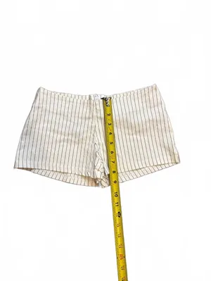 Vintage Y2K Sabora Low Rise Pinstripe Micro Shorts White Made in USA thumbnail 2