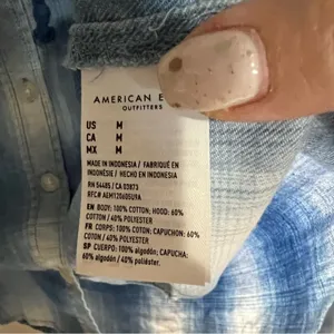 American Eagle Blue Hooded Cabin Flannel Button Down Shacket thumbnail 6