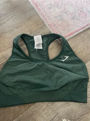 Gymshark Forest Green Seamless Racerback Sports Bra thumbnail 4