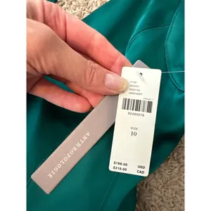 Anthropologie Green Sleeveless Plunge Satin Mini Holiday Cocktail Dress Size 10 thumbnail 8