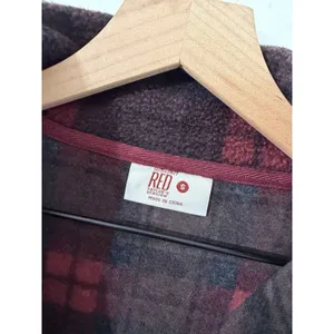 Taylor Swift Red Plaid Shirt Days Fleece 1/4 Zip Mock Neck Sz S Oversized Red thumbnail 3