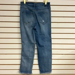 Risen Jeans High Rise Button Fly Distressed Frayed Raw Hem Stretchy‎ Size 13/31 thumbnail 4