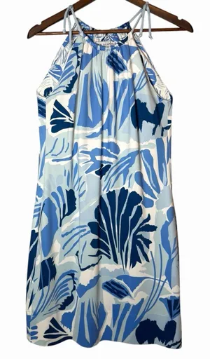 Gretchen Scott Mystic Garden Turquoise Halter Tassel Tie Dress Blue Small thumbnail 1