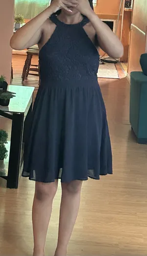Lulus Black Lace Fit & Flare Dress – Size L thumbnail 1