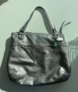 Coach Silver Camelia Distressed Leather Shoulder Bag thumbnail 1